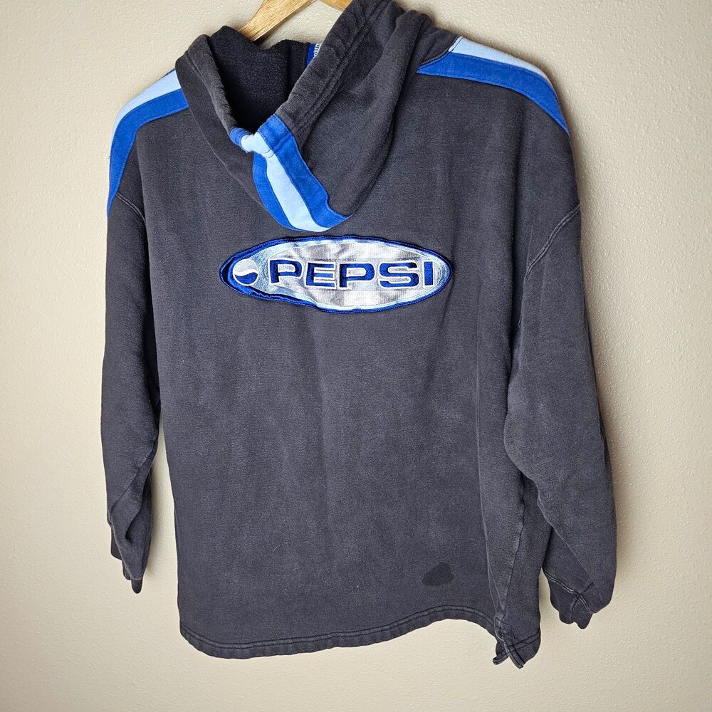 Pepsi Generation Next Colorblock Fleece Pullover Hoodie Logo Drawstring S/M Vtg